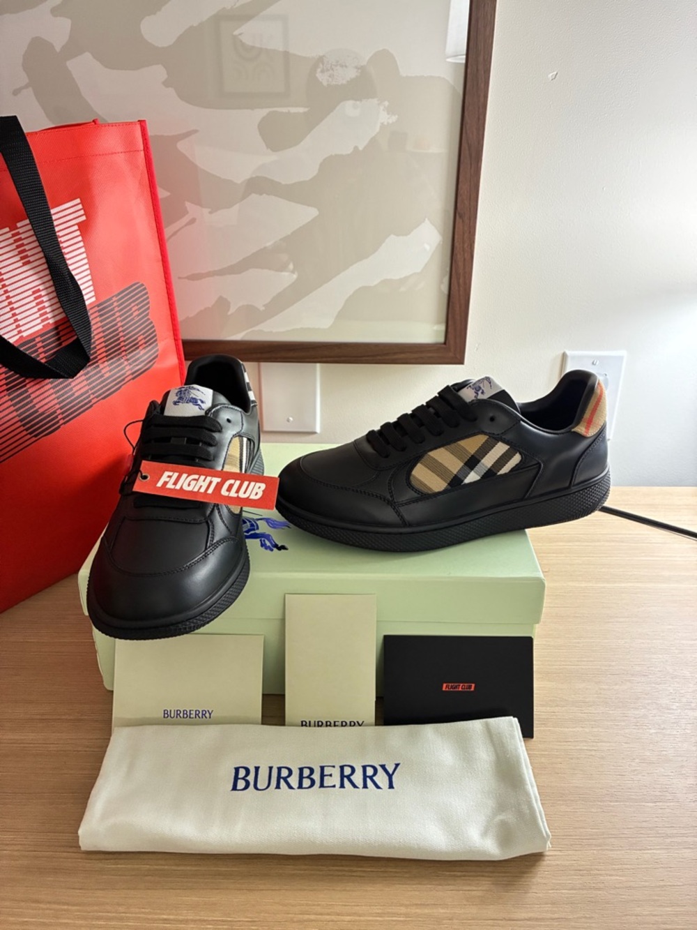 Authentic Burberry Black Low-Top Sneakers with Iconic Check